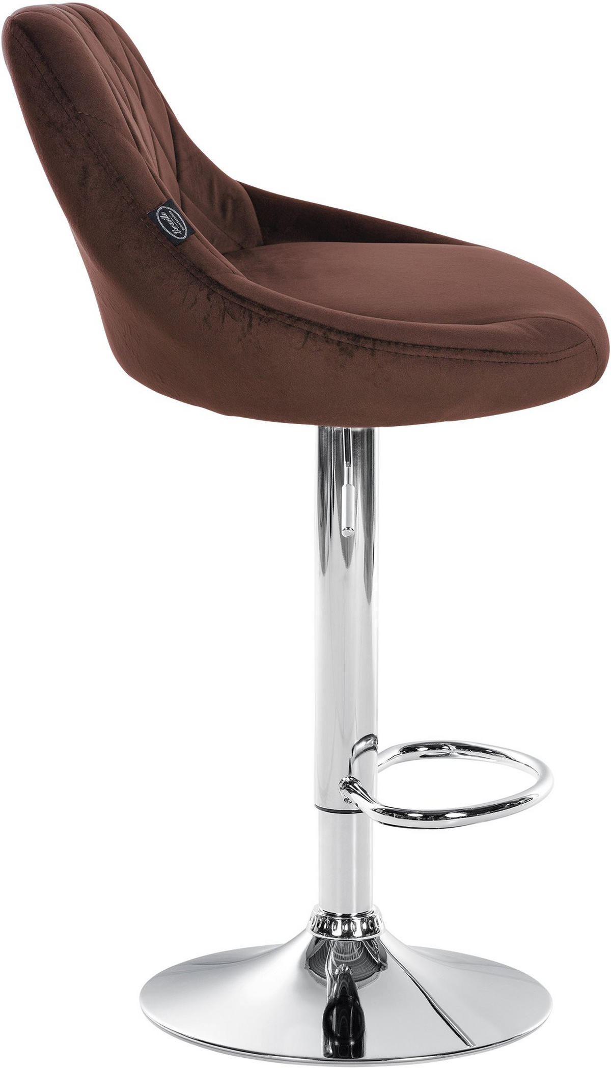 BARHOCKER 2er Set Samt braun - Chromfarben/Braun, Textil/Metall (46/83/49cm) - CLP