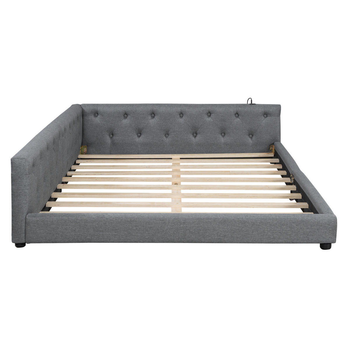 POLSTERBETT 140/200 cm mit LED-Beleuchtung und gepolstertem Kopfteil - Grau, Textil (140/200cm) - BEAOK