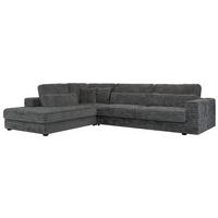 ECKSOFA Savona Dunkelgrau breiter Cord - links - Dunkelgrau/Schwarz, Kunststoff/Textil (316/249cm) - MKS