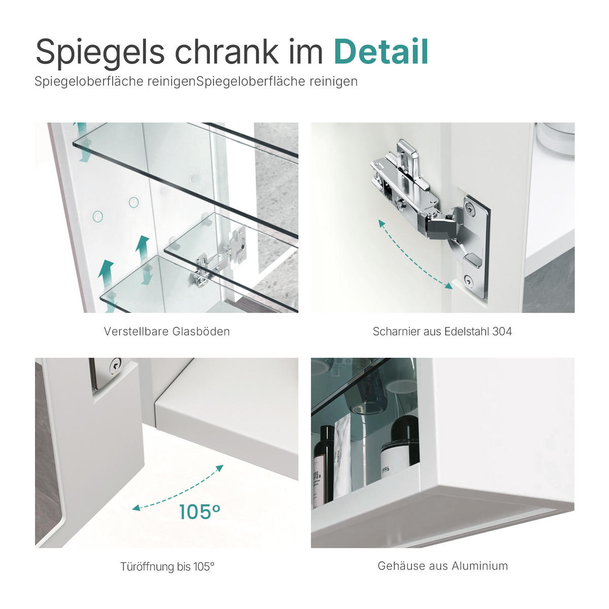SPIEGELSCHRANK Schwarz 65/50/14,5 cm - Schwarz, Metall (50/65/65cm) - EMKE