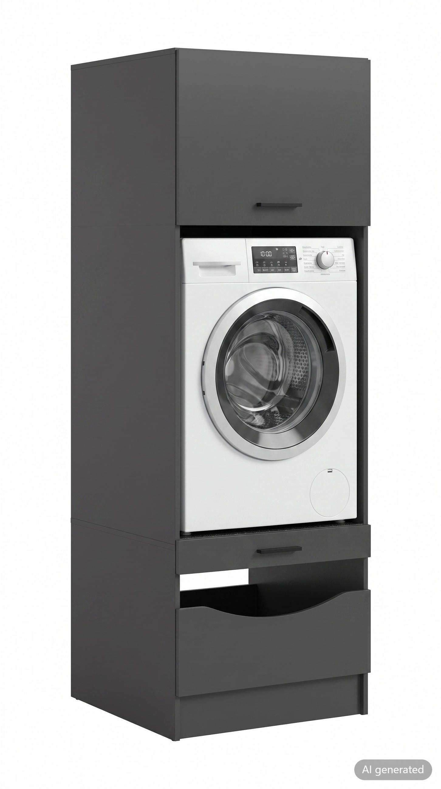 WASCHMASCHINENSCHRANK FREE (B/H/T: ca. 66/195/68 cm) in anthrazit/anthrazit - Anthrazit, Holzwerkstoff (66/195/68cm) - Homes & Jones