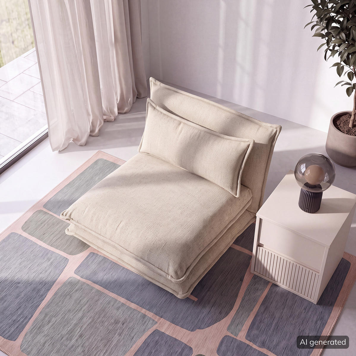 SCHLAFSESSEL - Creme, Textil (78/56/74cm) - home24