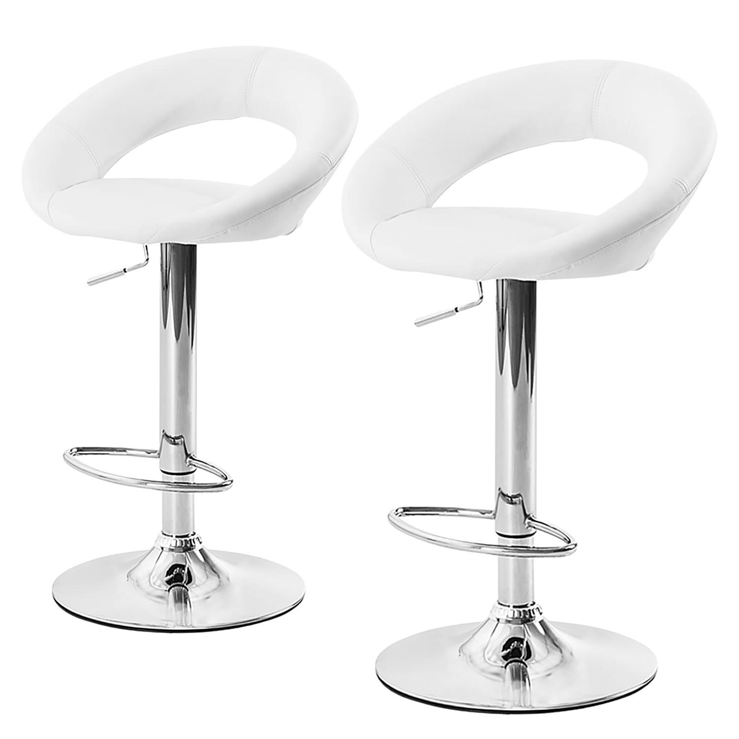 BARSTUHL - Metall / Kunstleder - Chromfarben/Weiß, Leder/Kunststoff (55/82/51cm) - home24
