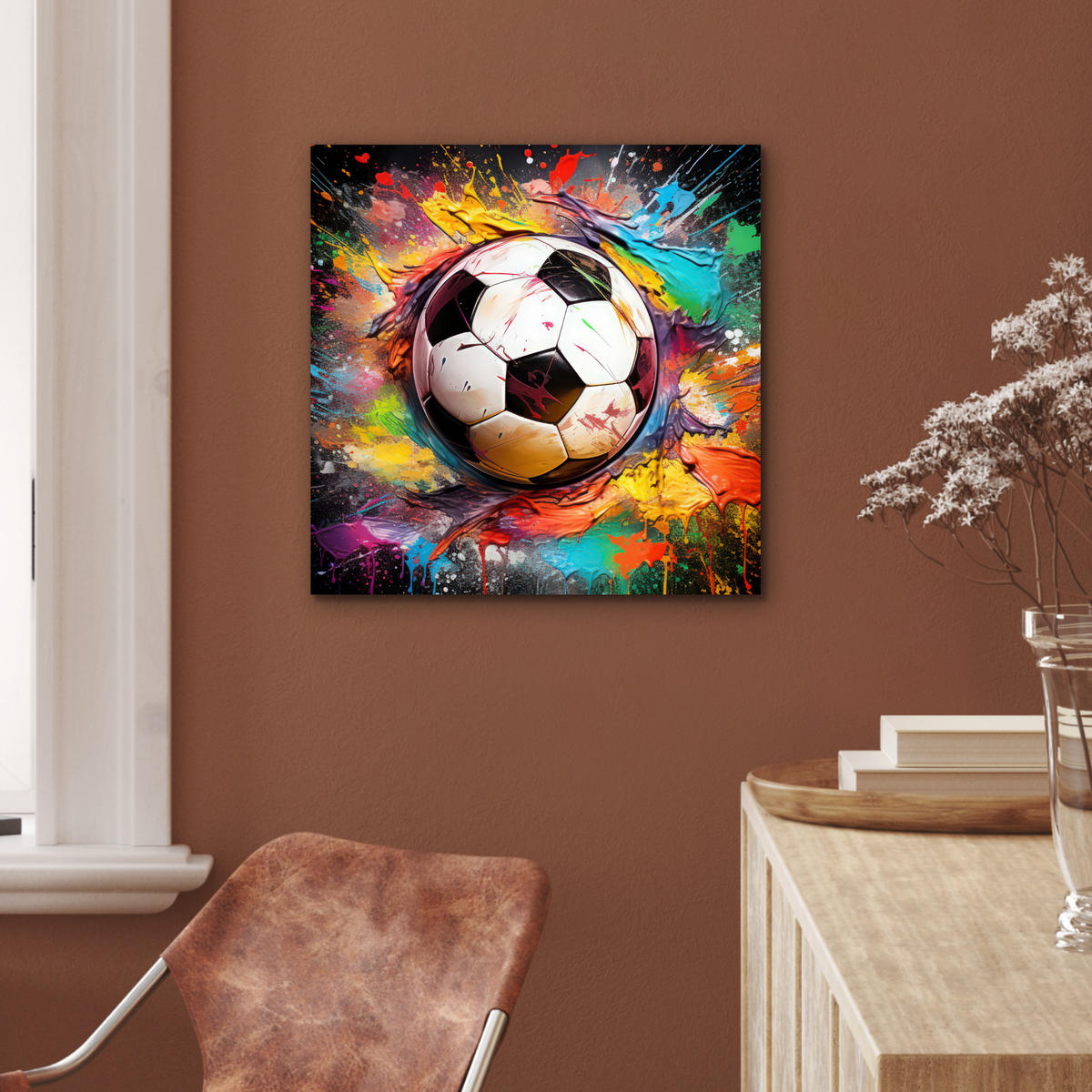 KOVOVÝ OBRAZ Futbal - Farba - Farby - Čierna - Biela 50x50 cm - biela, kov (50/50cm) - MuchoWow