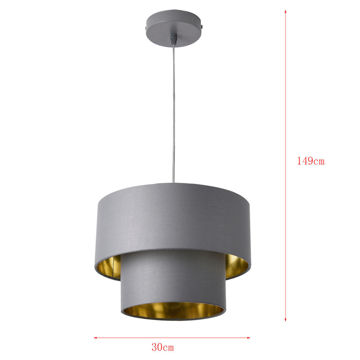 HÄNGELEUCHTE Lopar - Grau, Metall (30/30/149cm) - lux.pro