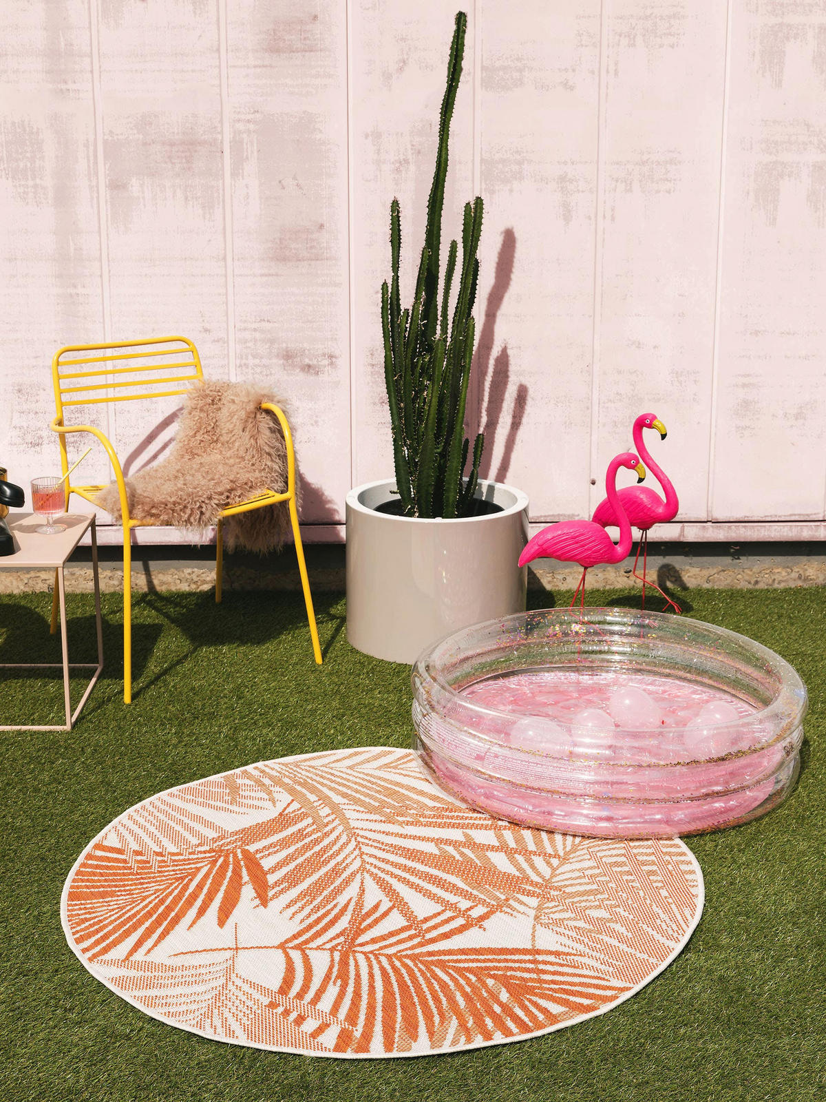 OUTDOORTEPPICH rund Cleo Orange ø 120 cm rund - Orange, Textil (120/120cm) - benuta Nest