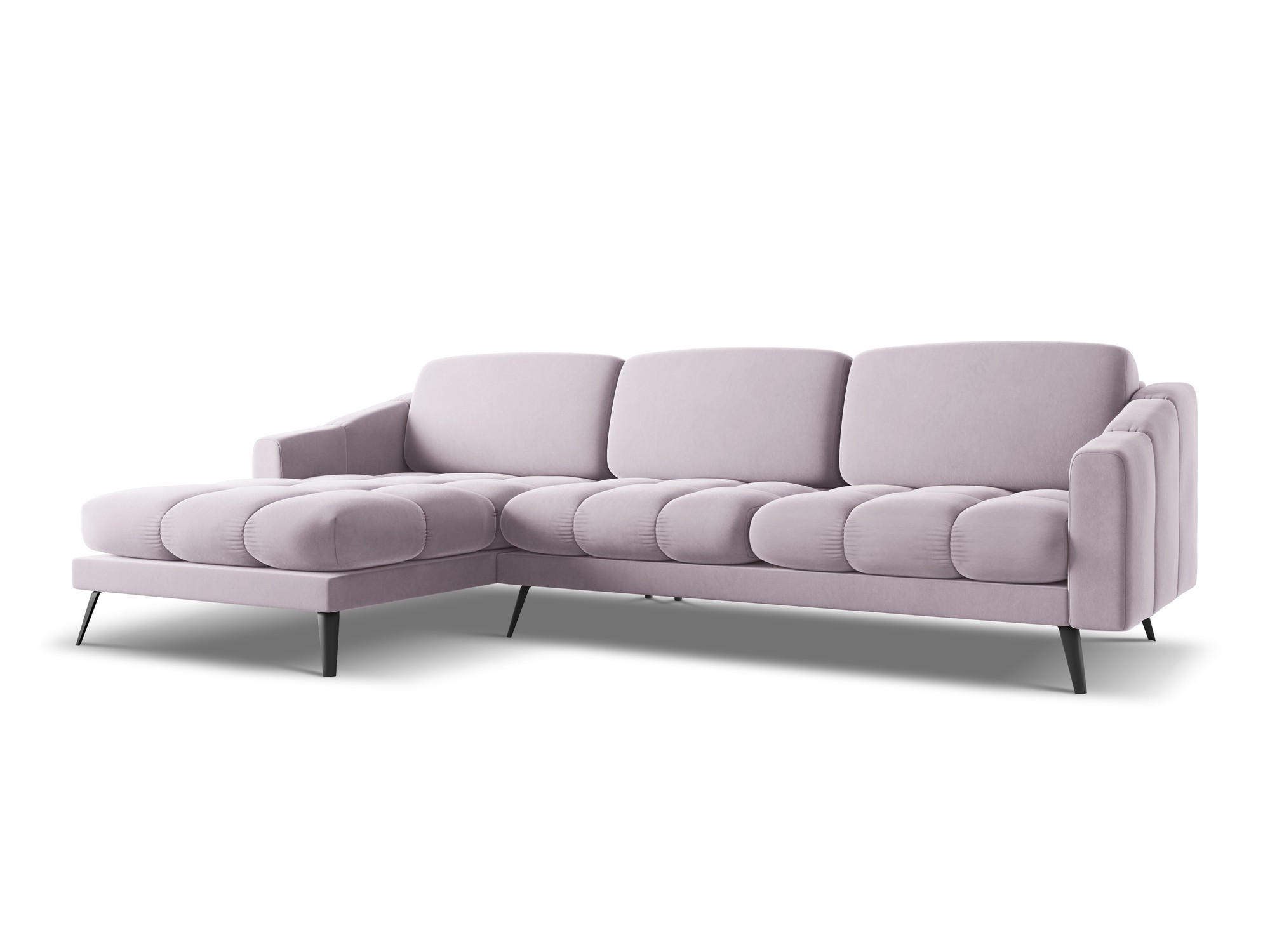 ECKSOFA Links Samt Stoff Violett - Lila/Flieder, Textil/Metall (160/264cm) - Makamii