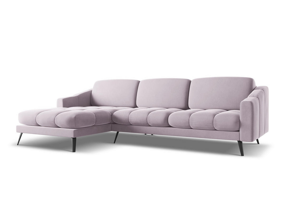 ECKSOFA Links Samt Stoff Violett - Lila/Flieder, Textil/Metall (160/264cm) - Makamii