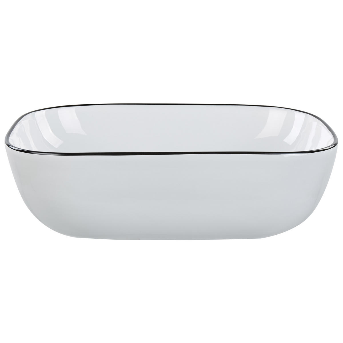 AUFSATZWASCHBECKEN 46/33 cm Weiß Xert - Schwarz/Weiß, Keramik (46/14/33cm) - Beliani