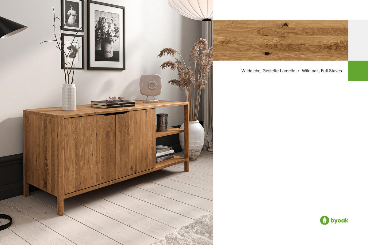 KOMMODE PAUL - Wildeiche, Holz (140/64/50cm) - byoak