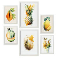 POSTER Set Mit 6 Tropische Früchte Plakate Von Obst Gemüse & Gesunden Lebensmitteln Im Aquarell Kunst Auf Reinweißen A3 & A4 Weißer Rahmen - Weiß, Papier (29/3cm) - Nacnic