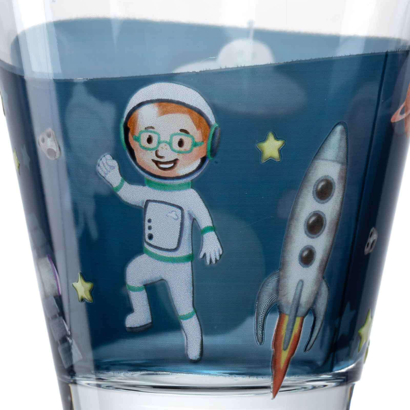 KINDERBECHERSET Bambini Avventura Weltall 215 ml - Blau, Glas (0.215L) - Leonardo Living