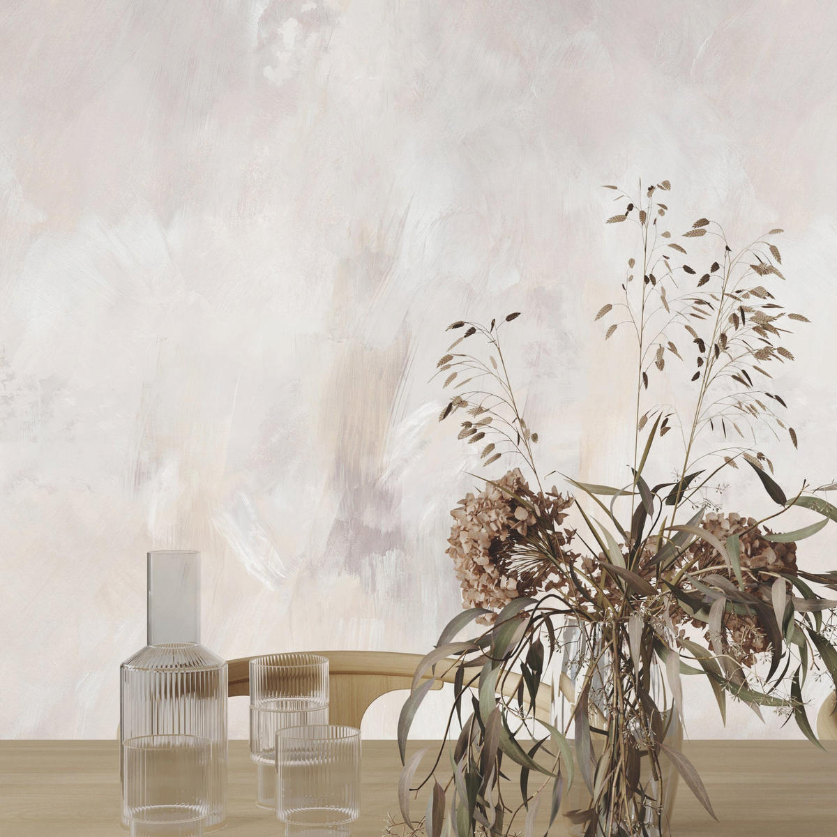 TAPETE Stuckmuster aus echtem Papier, 200x280cm, 8 Bögen - Beige, Papier (200/280cm) - WALLPAPERS4BEGINNERS