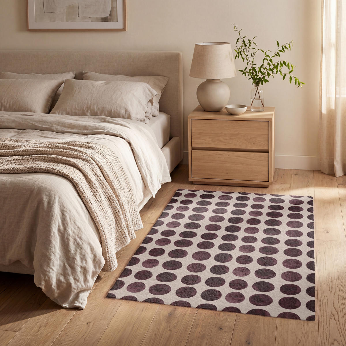 KOBERCE - Bodky - Vzor - Hnedý - 80x120 cm - tmavohnedá, textil/plast (80/0.4cm) - OnlyWow