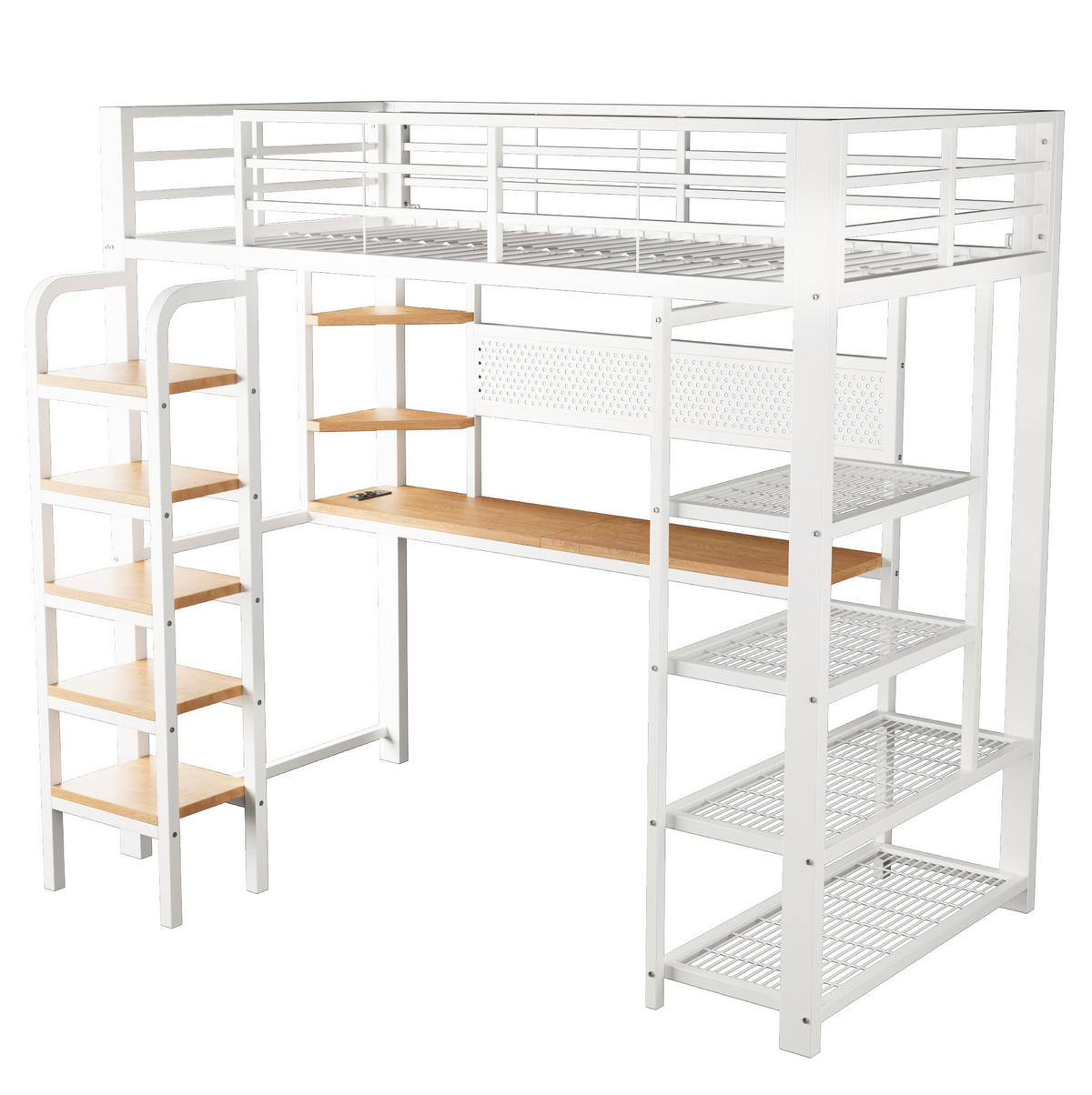 HOCHBETT 90/200 cm Weiß mit LED und Steckdosen - Weiß, Metall (90/200cm) - MIVRAY