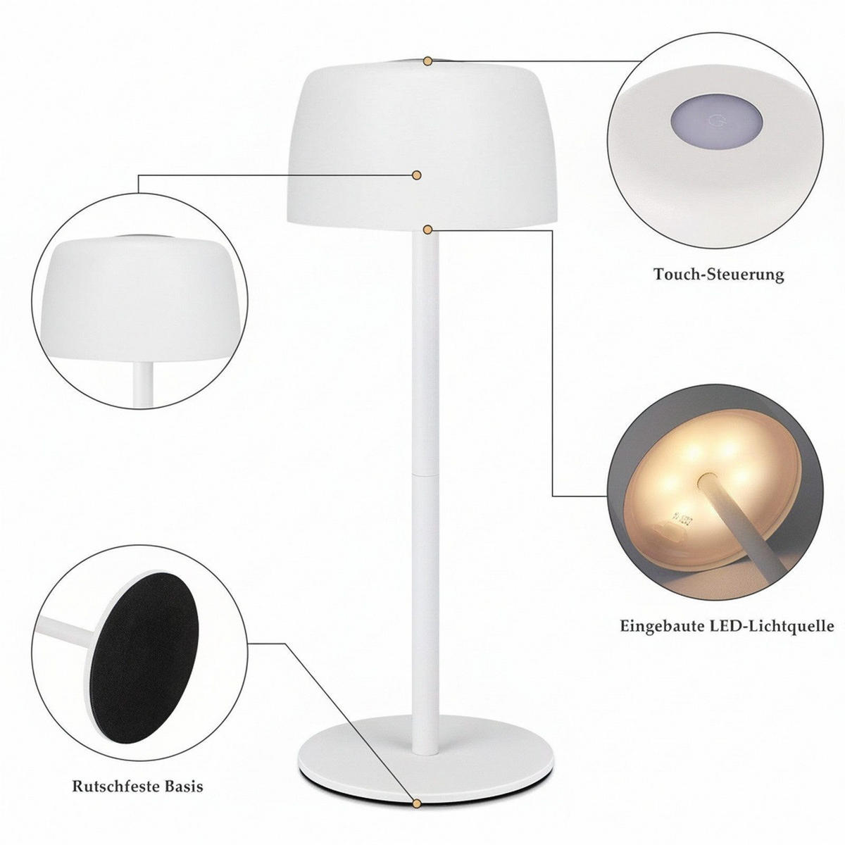 TISCHLAMPE Linan 9/9/25 cm - Weiß, Kunststoff/Metall (9/9/25cm) - ZMH