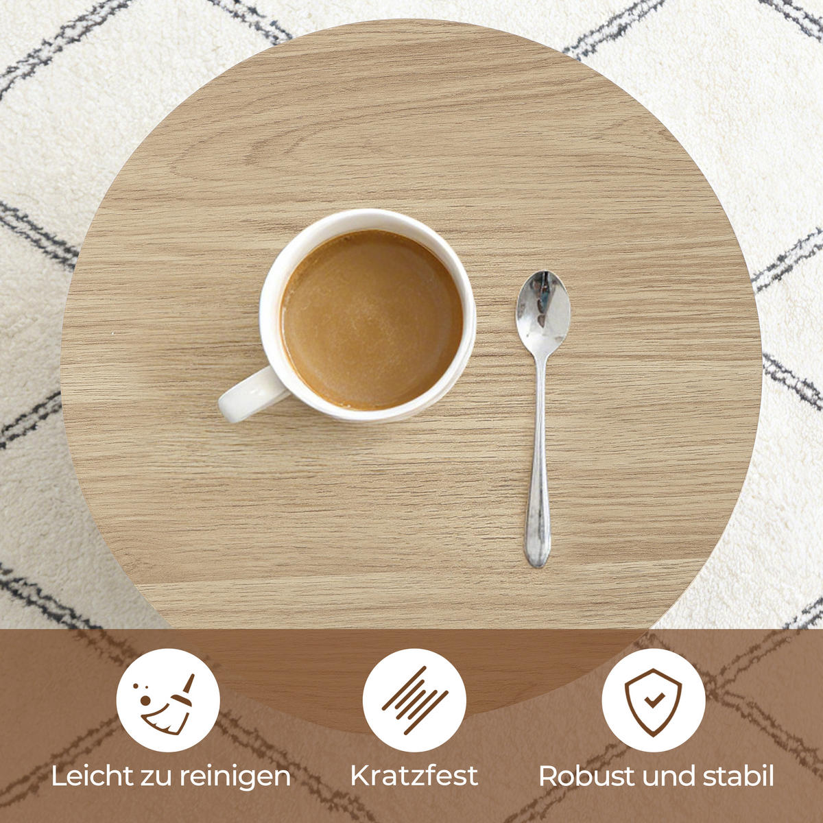 BEISTELLTISCH Rund, Holz | Ø40 x H50 cm - Braun, Holzwerkstoff (40/40/50cm) - Hometopia