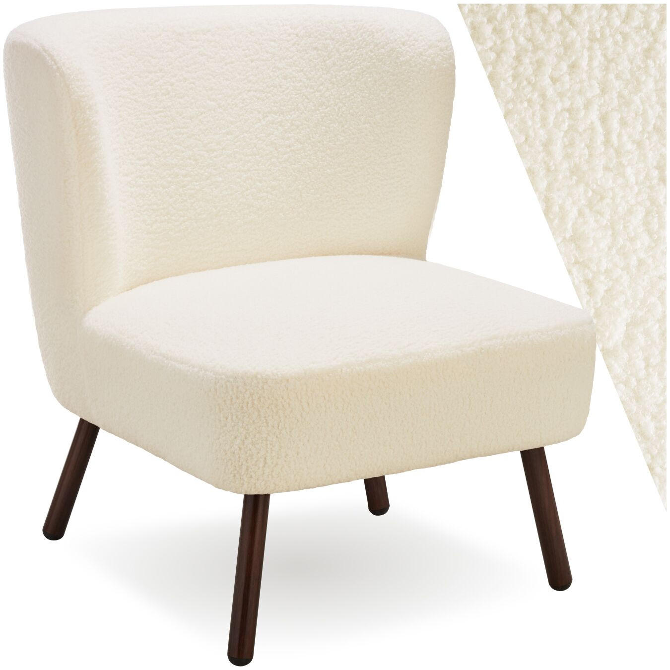 COCKTAILSESSEL Teddy Robina, 61 x 68 x 69 cm,Bouclé off-white - Weiß, Kunststoff (61/69/68cm) - tectake