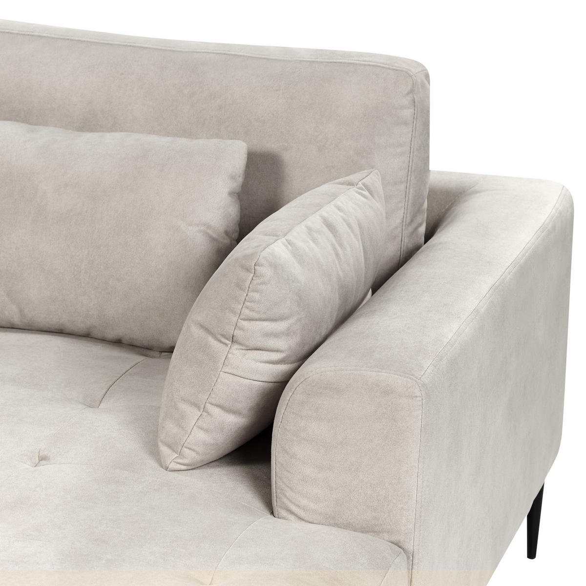 3-SITZER-ECKSOFA Samtstoff Hellgrau rechtsseitig Flam - Hellgrau, Textil (275/158cm) - Beliani