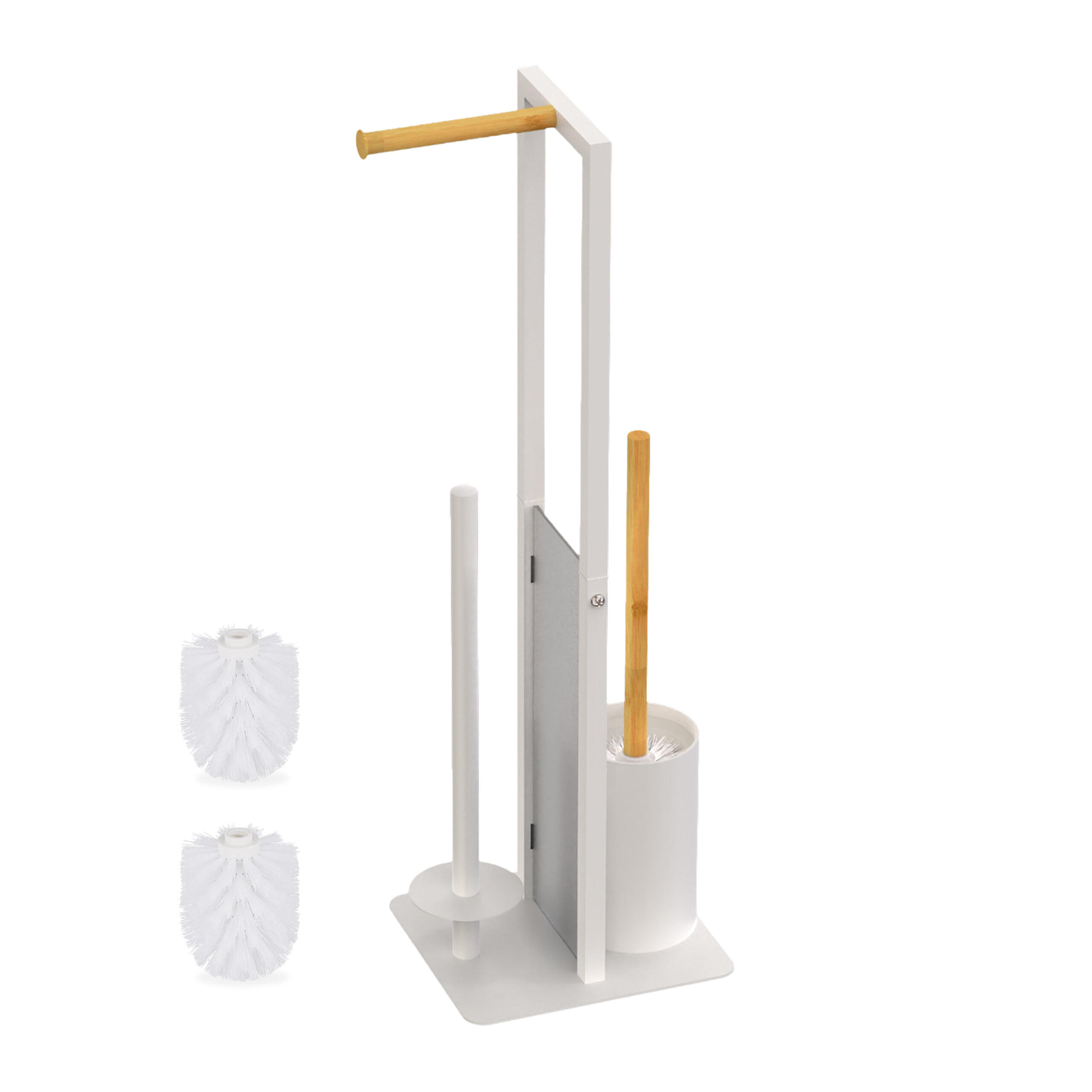 WC-GARNITUR Weiß Metall freistehend - Weiß, Holz/Kunststoff (21/65/18cm) - Relaxdays