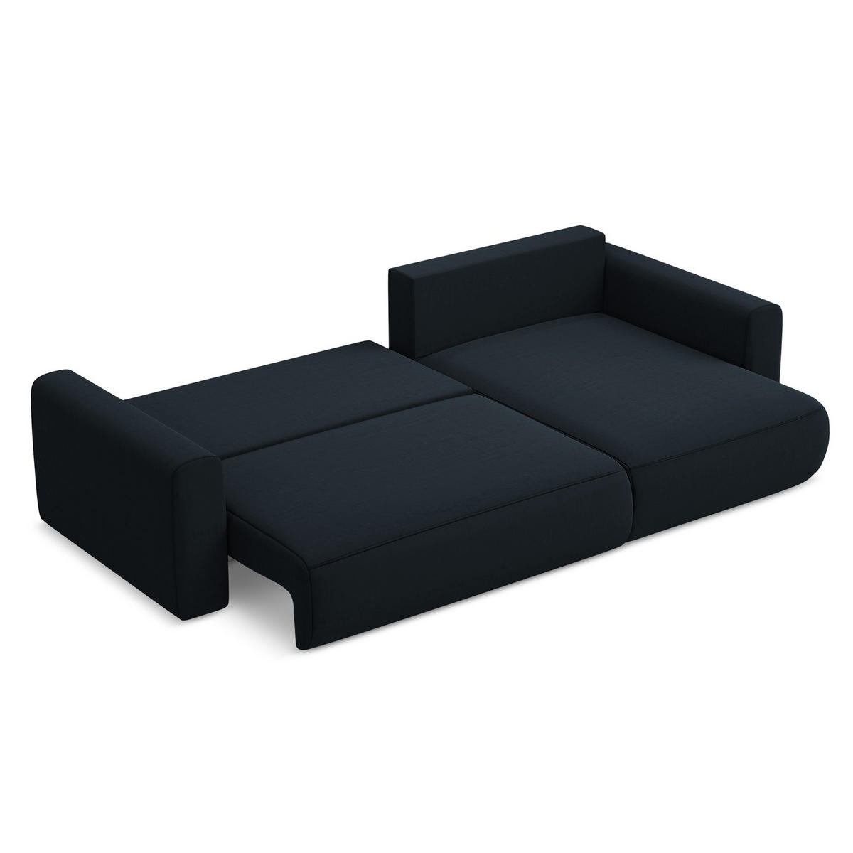 ECKSOFA mit Schlaffunktion Samt Stoff Blau - Blau/Schwarz, Kunststoff/Textil (278/149cm) - LaMiaSofa