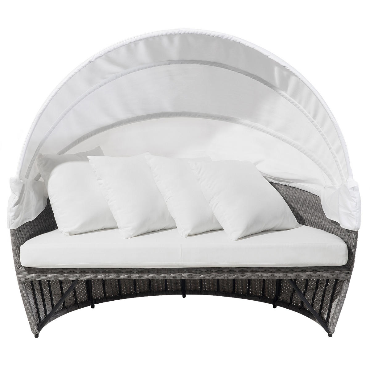 SONNENINSEL Rattan grau Sonnendach cremeweiß SYLT LUX - Weiß/Grau, Kunststoff (158/138/150cm)