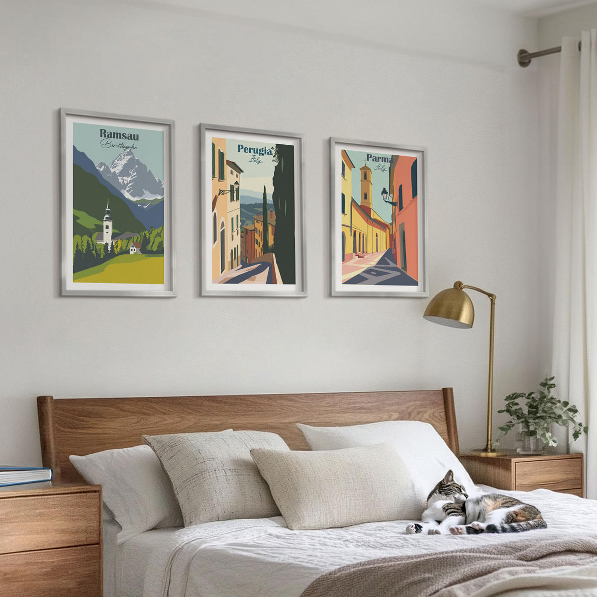 WANDBILDER 3er Set - 40x60 cm Silberner Rahmen - Berglandschaften und Italien - Silberfarben, Kunststoff (40/60cm) - ArtPrintCave