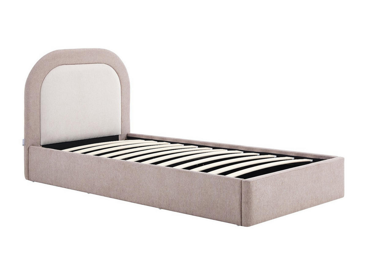 BETT mit Bettkasten - 1 Person - stoff - taupe, beige Idono - Taupe/Beige, Textil (90/190cm) - Vente-Unique