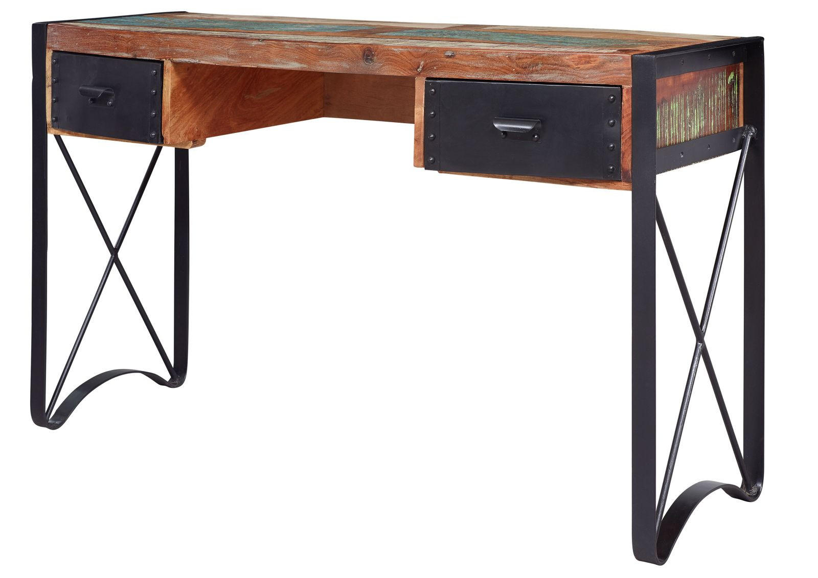 SCHREIBTISCH Altholz 135x50x80 lackiert INDUSTRIAL #43 - Multicolor, Holz (50/135/80cm) - Massivmoebel24