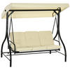 HOLLYWOODSCHAUKEL 3-Sitzer, 2 in 1 mi Liegefunktion - Beige, Metall (117/175/195cm) - Outsunny