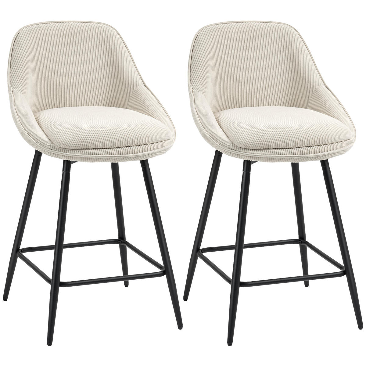 BARHOCKER 2er-Set DE-14787 360° schwenkbar & gepolstert Creme - Creme, Metall (49/88/52cm) - ComfortXL