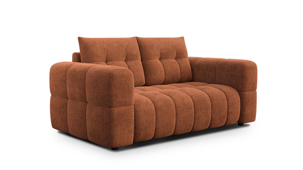SOFA CLOUDI 2-Sitzer, rostrot - Schwarz/Orange, Holz/Textil (181/89/104cm) - Courtois Laville