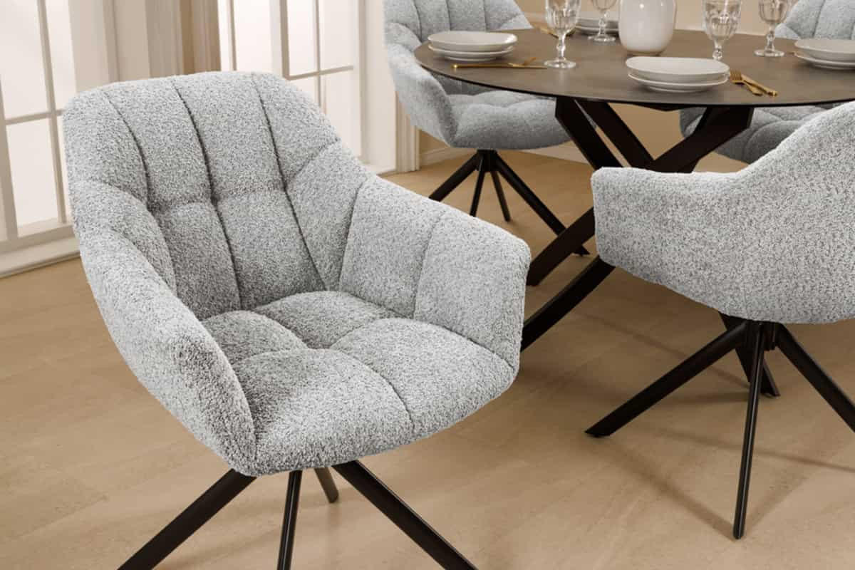 STUHL PAPILLON Bouclé Grau 85 cm - Schwarz/Grau, Textil/Metall (65/83/66cm) - riess-ambiente