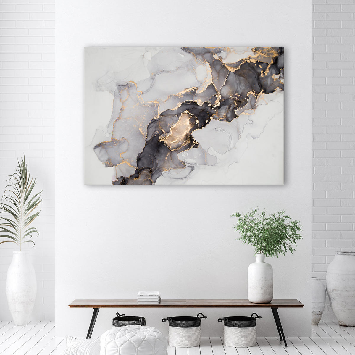 LEINWANDBILD Marmor Textur Abstrakt - Grau, Textil (60/40cm) - Feeby
