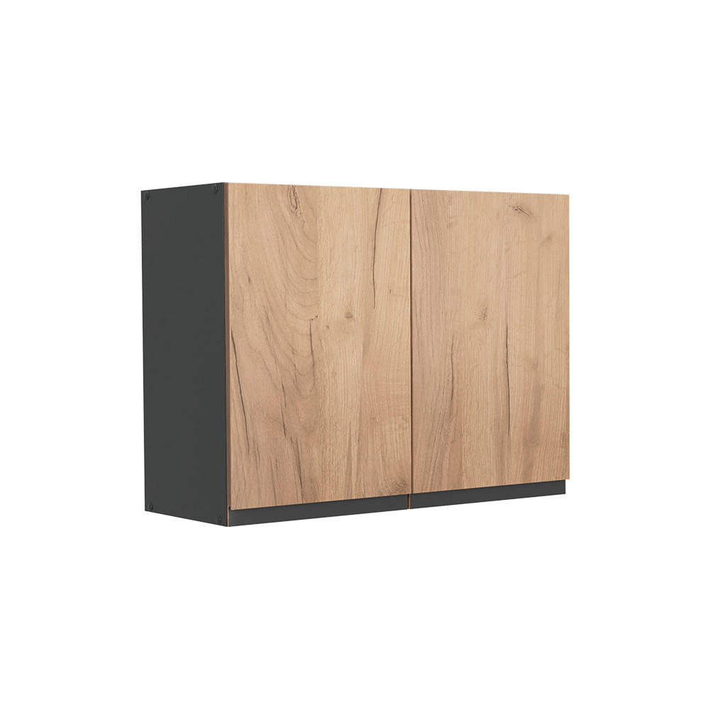 KÜCHENGLASSCHRANK R-Line, Goldkraft Eiche/Anthrazit, 80 cm - Eichefarben/Anthrazit, Holzwerkstoff (80/60/31cm) - Vicco