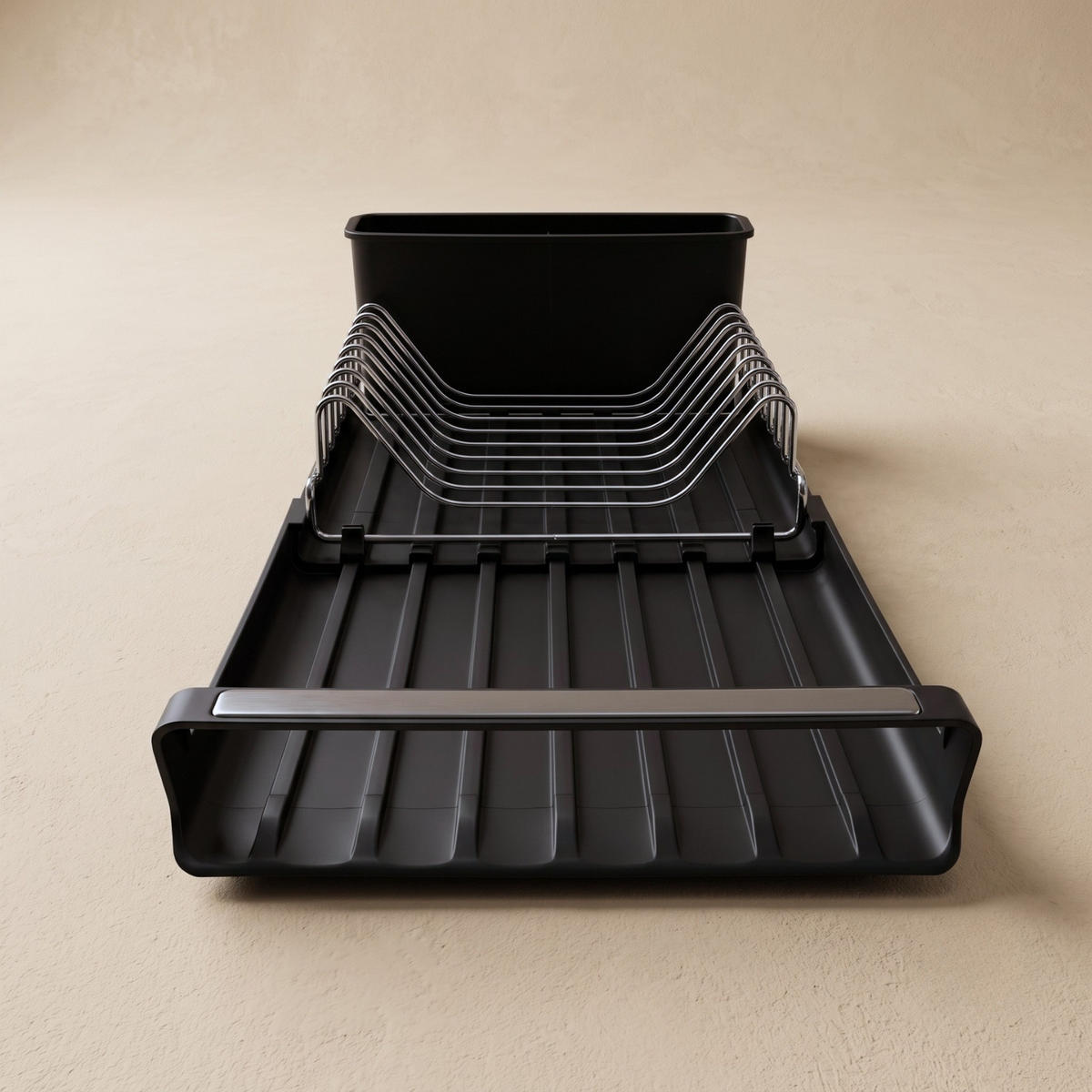 ABTROPFGESTELL ausziehbar mit Besteckkorb 31 x 20 x 13 cm - Schwarz, Metall (20/13/31cm) - BOXIMO