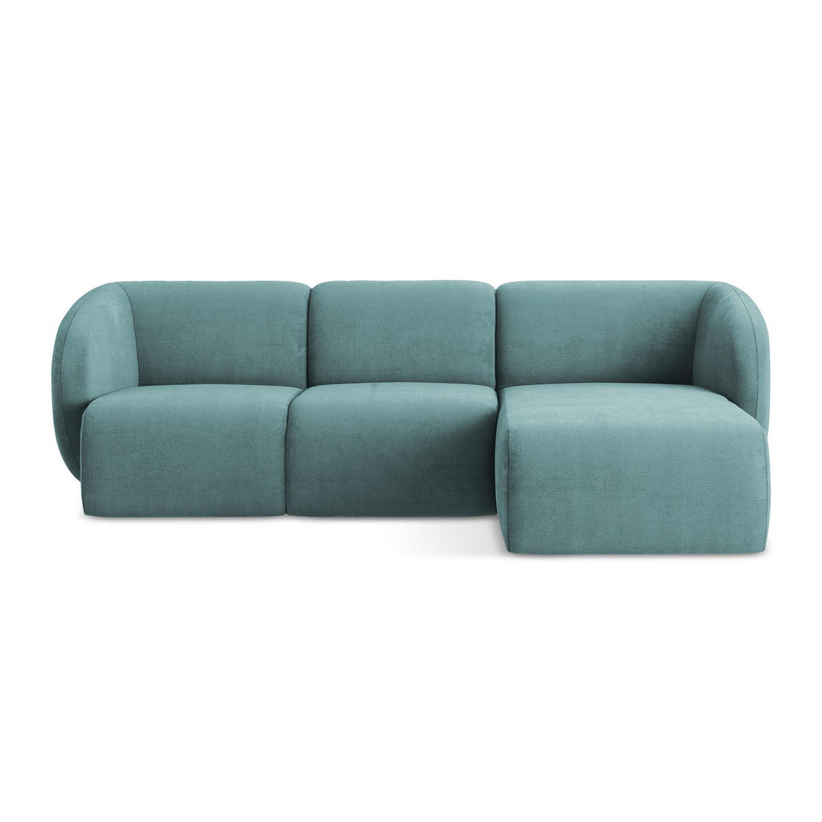 ECKSOFA Rechts Chenille Stoff Blau - Blaugrau/Schwarz, Holzwerkstoff/Kunststoff (248/166cm) - LaMiaSofa