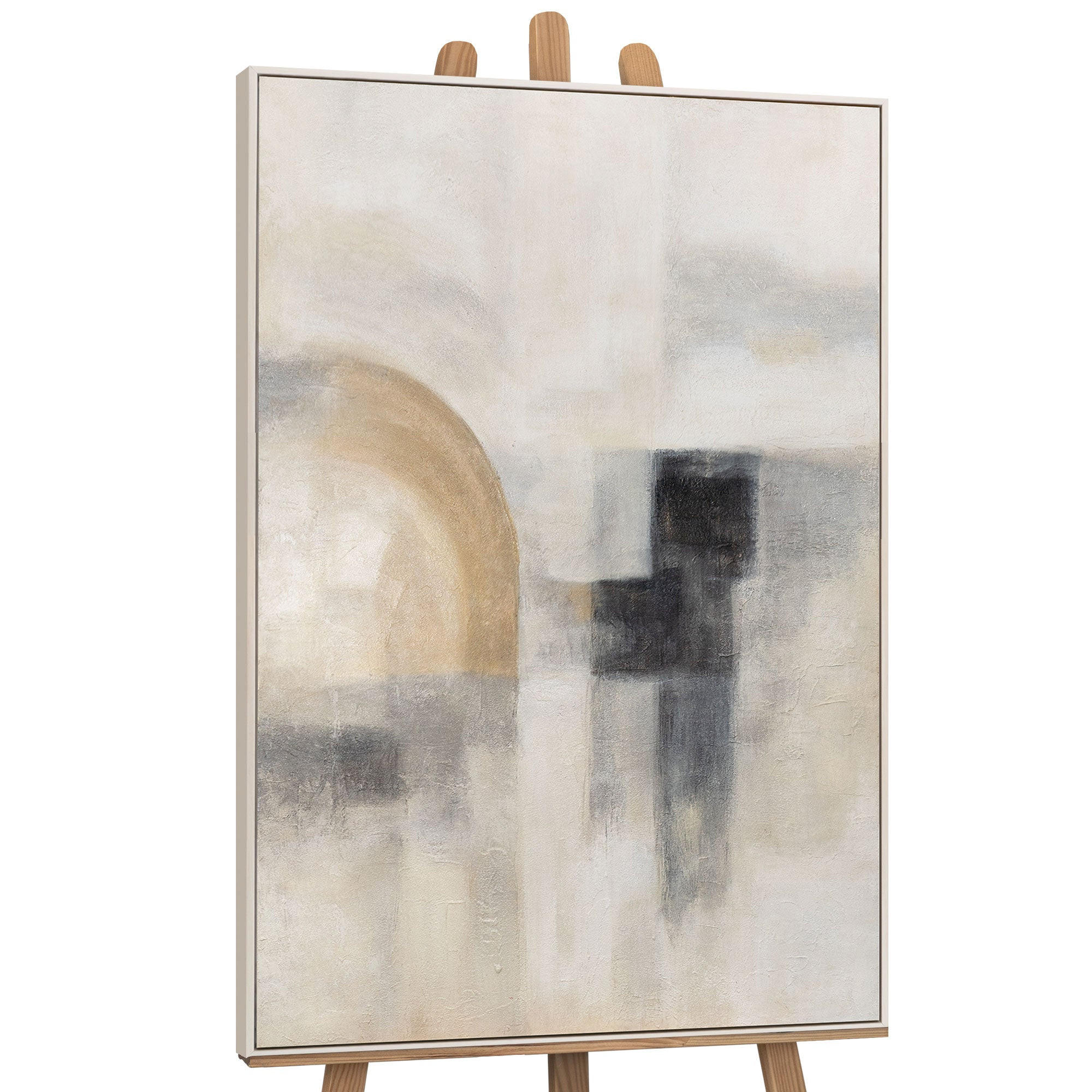 GEMÄLDE Geisterhaftes Licht Schattenfugenrahmen Beige 120x80 cm - Beige, Holz (120/80cm) - YS-art gallery