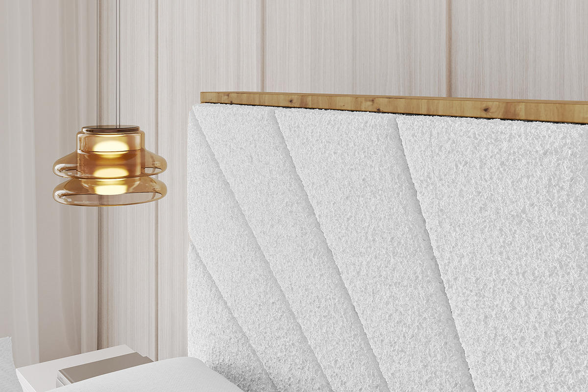 POLSTERBETT mit Bettkasten, Fußteil und Lattenrost, Boxbett mit Matratze H3/H4 - ENZO6-Z 160x200 Weiß - Weiß, Holzwerkstoff/Textil (160/200cm) - ALTDECOR