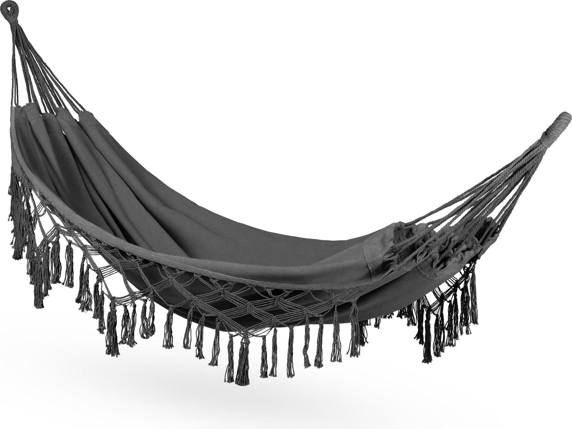 HÄNGEMATTE 200/150 cm, bis 200 kg - Dunkelgrau, Textil (150/1/200cm) - Outtec