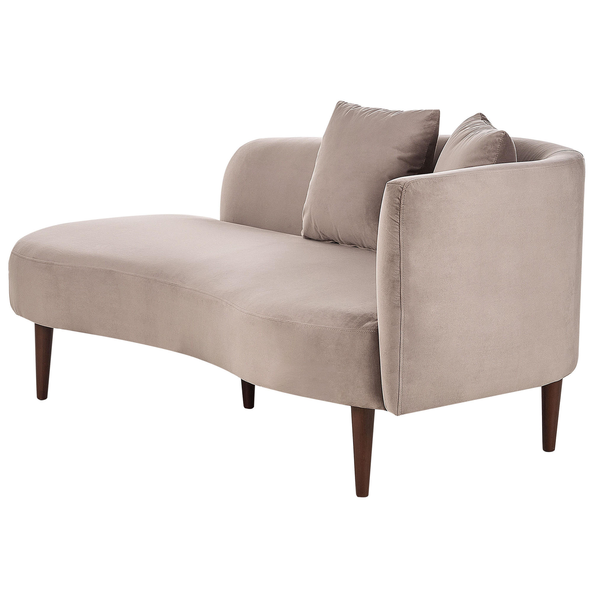 CHAISELONGUE Samtstoff taupe rechtsseitig Chaumont - Dunkelbraun/Beige, Textil (168/75/74cm) - Beliani