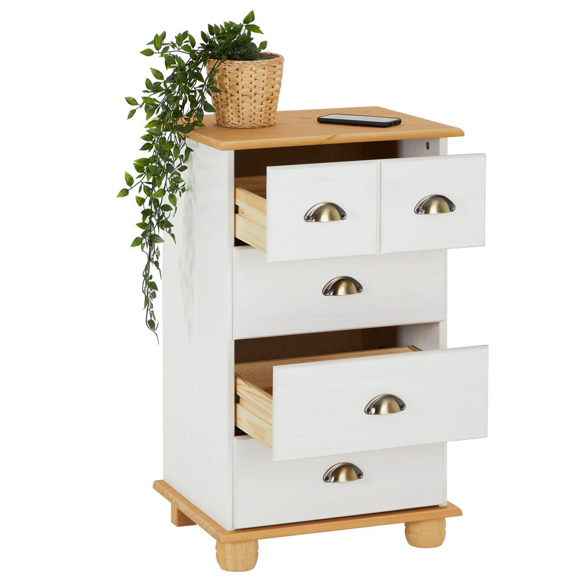 APOTHEKERKOMMODE COLMAR weiß/braun - Weiß/Braun, Holz (49/80/39cm) - IDIMEX