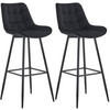 BARHOCKER 2er Set Samt schwarz - Schwarz, Textil/Metall (47/106/52cm) - CLP