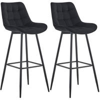 BARHOCKER 2er Set Samt schwarz - Schwarz, Textil/Metall (47/106/52cm) - CLP