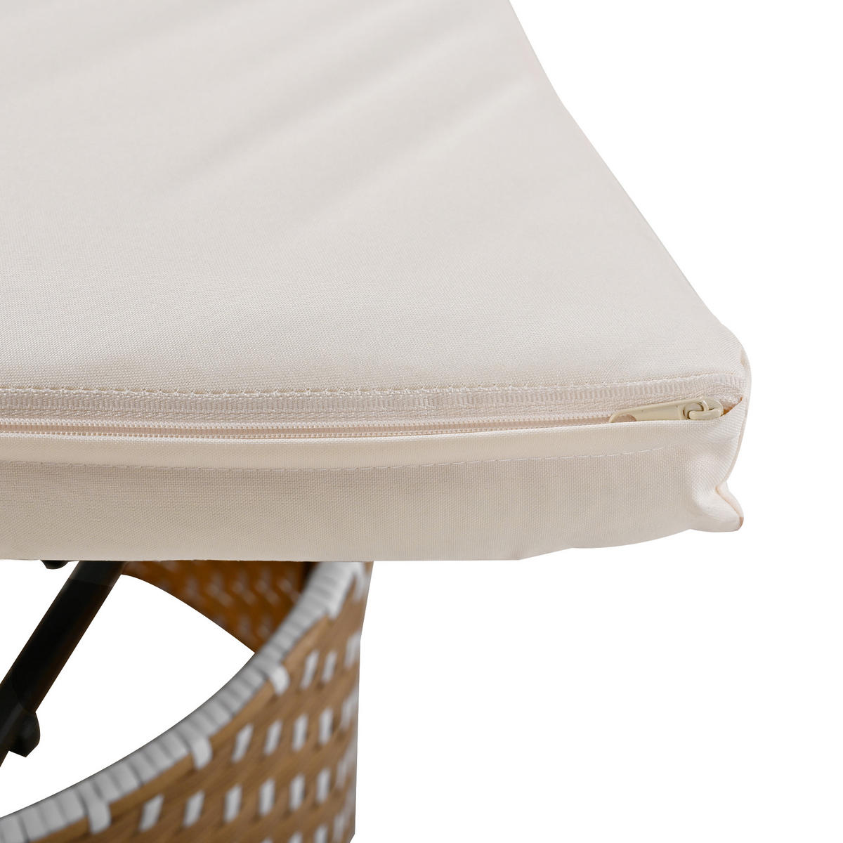 GARTENMUSCHEL aus Rattan & Metall Ø170 cm in Beige mit faltbarem Sonnenschutz - Beige, Metall (170/72/170cm) - Modfu