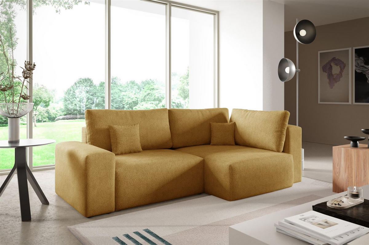 WOHNLANDSCHAFT Arona Xl - Gelb, Holzwerkstoff/Textil (397/70/148cm) - Fun Möbel