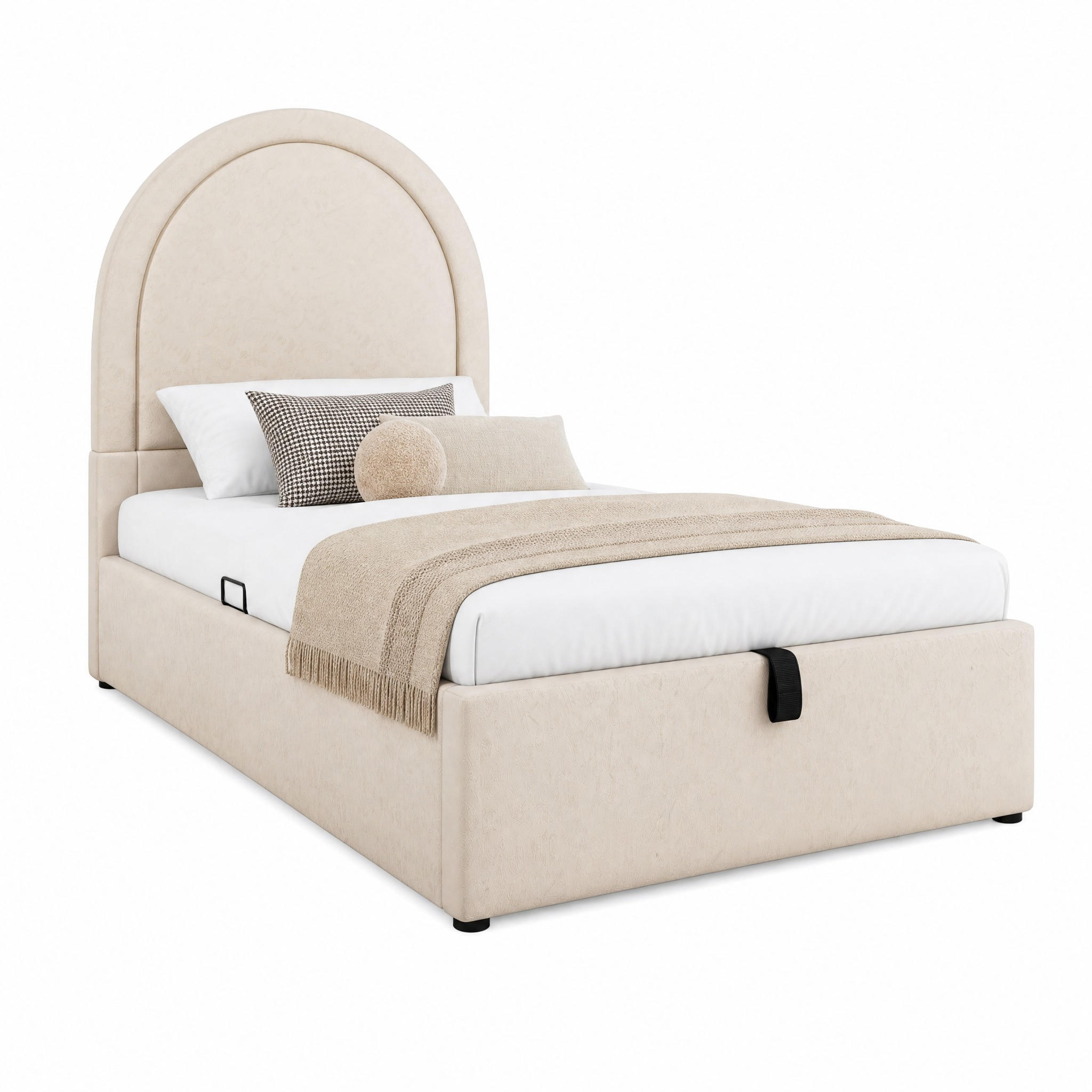 KINDERBETT mit Stauraum 90x200 cm PU Beige - Beige, Metall (90/200cm) - Meubliv