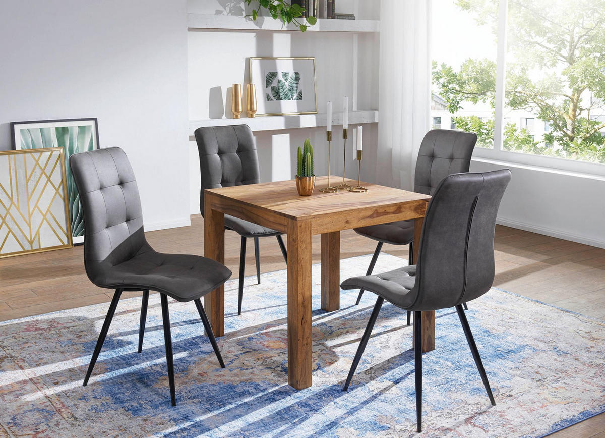 ESSTISCH Massivholz Akazie Rechteckig Handgefertigt NAKO, Braun 80x80x76 cm - Dunkelbraun/Braun, Holz (80/80/76cm) - KADIMA DESIGN