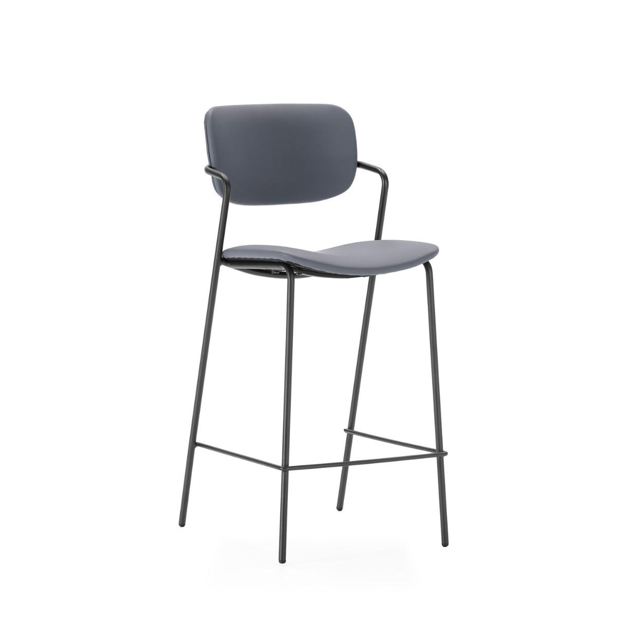 SADA 2 stoliček s černými kovovými nohami, výška 66 cm - MAIKA - tmavě šedá, plast (51/66/44cm) - Calicosy