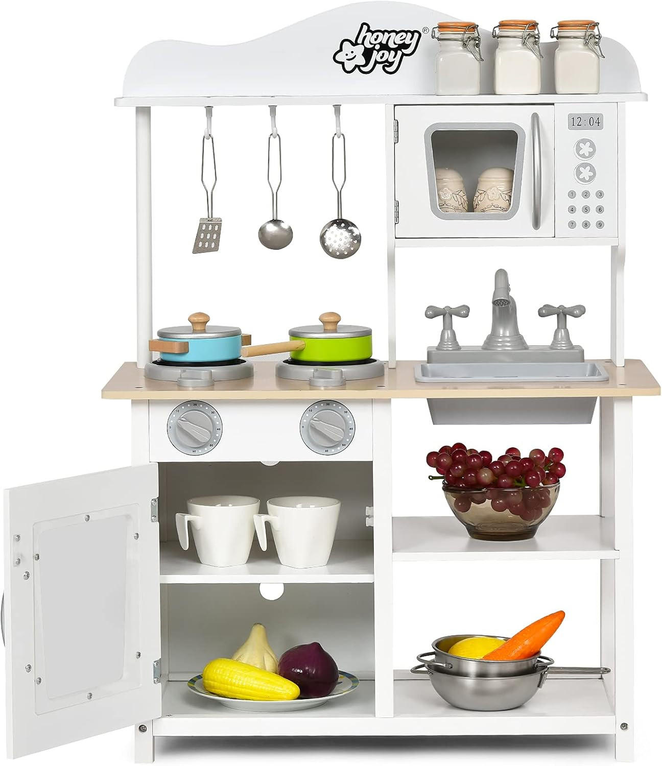 KINDERKÜCHE Spielküche Holz Weiß - Weiß, Holz (30/83/60cm) - COSTWAY